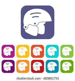 Snowboard helmets icons set