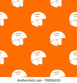 Snowboard helmets pattern repeat seamless in orange color for any design. Vector geometric illustration