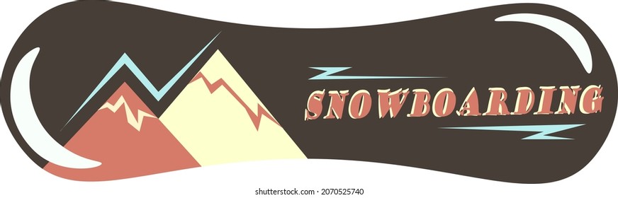 Snowboard icon about snowboarding with mountains