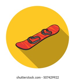 Snowboard icon in flat style isolated on white background. Ski resort symbol stock vector illustration.