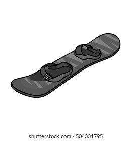 Snowboard icon in monochrome style isolated on white background. Ski resort symbol stock vector illustration.