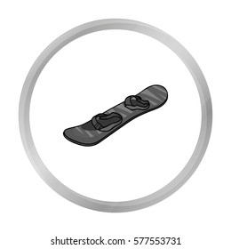 Snowboard icon in monochrome style isolated on white background. Ski resort symbol stock vector illustration.