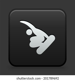 Snowboard Icon on Black and White Button 
