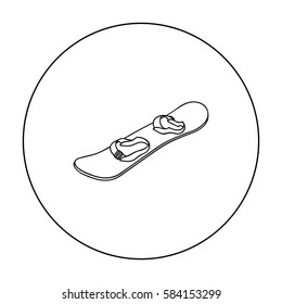 Snowboard icon in outline style isolated on white background. Ski resort symbol stock vector illustration.