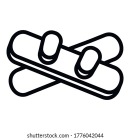 Snowboard icon. Outline snowboard vector icon for web design isolated on white background