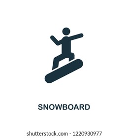 Snowboard icon. Premium style design from winter sports collection. UX and UI. Pixel perfect snowboard icon for web design, apps, software, printing usage.