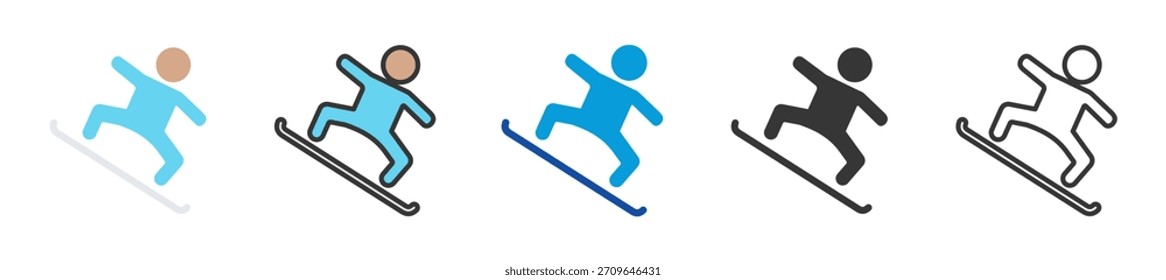 ícone de snowboard definir coleção multi estilo vários