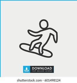 snowboard icon. simple outline snowboard vector icon. on white background.