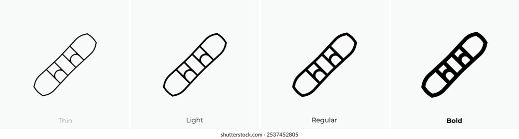 Snowboardsymbol. Dünnes, helles Design im regulären und kühlen Stil, einzeln auf weißem Hintergrund