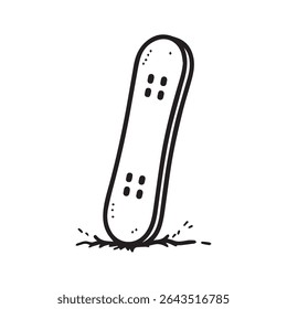 Snowboard icon, vector doodle element, cartoon illustration, concept of outdoor activities or sports.	