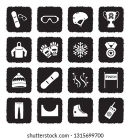 Snowboard Icons. Grunge Black Flat Design. Vector Illustration.