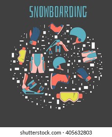 Snowboard icons set