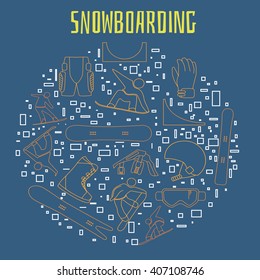 Snowboard icons set