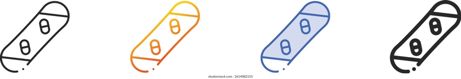snowboard icon.Thin Linear, Gradient, Blue Stroke and bold Style Design Isolated On White Background