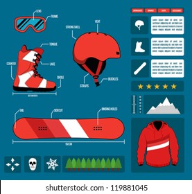 Snowboard info graphic elements, Winter sports
