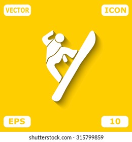 Snowboard jump vector icon