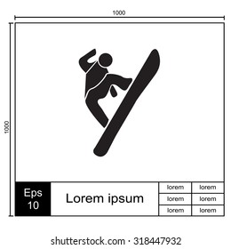 Snowboard jump vector icon