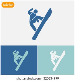 Snowboard jump vector icon