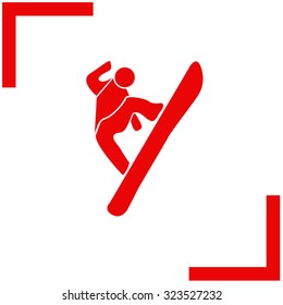 Snowboard jump vector icon