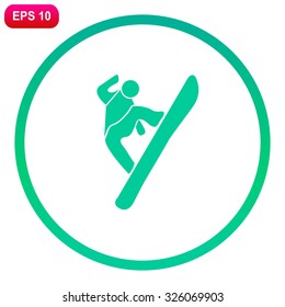 Snowboard jump vector icon