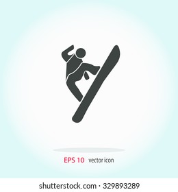 Snowboard jump vector icon