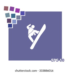 Snowboard jump vector icon