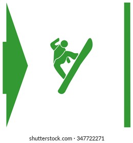 Snowboard jump vector icon