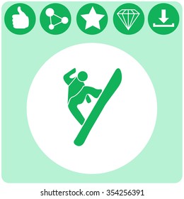 Snowboard jump vector icon