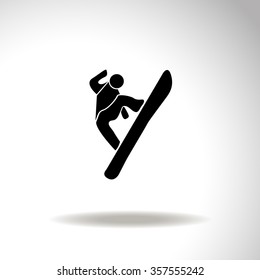 Snowboard jump vector icon