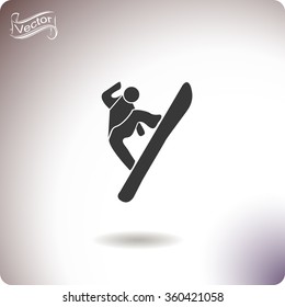 Snowboard jump vector icon