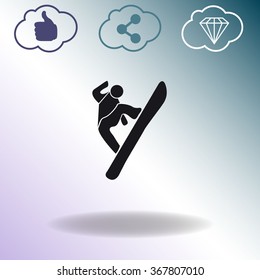 Snowboard jump vector icon