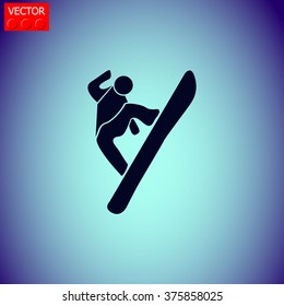 Snowboard jump vector icon