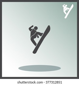 Snowboard jump vector icon