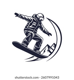 Snowboard jumping in a winter sports vector illustration, Snowboard Vector Logo