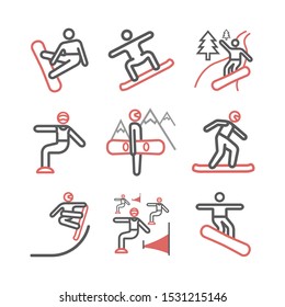 Snowboard line icon. Vector signs for web graphics.
