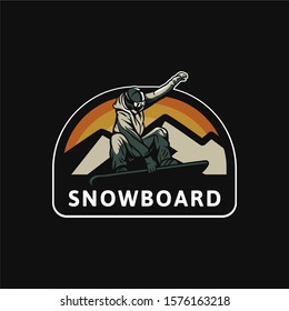 snowboard logo badge design illustration for t shirt poster patch sticker