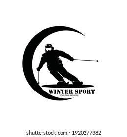 Snowboard Logo Design Vector Silhouette