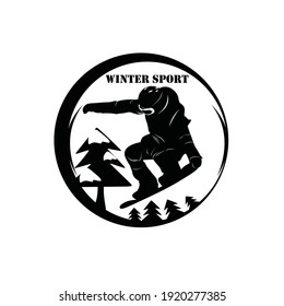 Snowboard logo design vector silhouette