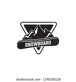 Snowboard logo, vector illustration, emblem design on white background. Snowboarding extreme logo and label templates. Winter snowboard sport store badge with retro grunge effect. Vector EPS 10