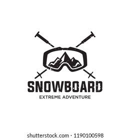 Snowboard logo, vector illustration, emblem design on white background. Snowboarding extreme logo and label templates. Winter snowboard sport store badge with retro grunge effect. Vector EPS 10