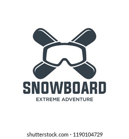 Snowboard logo, vector illustration, emblem design on white background. Snowboarding extreme logo and label templates. Winter snowboard sport store badge. Emblem and icon. Mountain Adventure insignia,