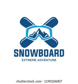 Snowboard logo, vector illustration, emblem design on white background. Snowboarding extreme logo and label templates. Winter snowboard sport store badge. Emblem and icon. Mountain Adventure insignia,