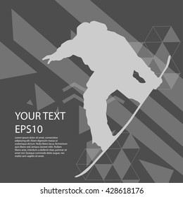 Snowboard man silhouette modern design background