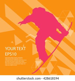 Snowboard man silhouette modern design background