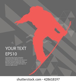 Snowboard man silhouette modern design background