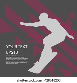 Snowboard man silhouette modern design background