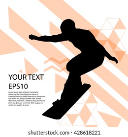 Snowboard man silhouette modern design background