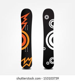 Snowboard with original design, isolated on white.Vector illustration