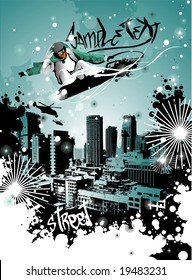 snowboard over the city