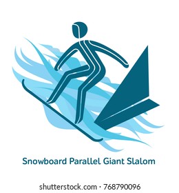 Snowboard Parallel Giant Slalom icon. Olympic species of events in 2018. Winter sports games icons, vector pictograms for web and other projects. Vector illustration isolated on a white background